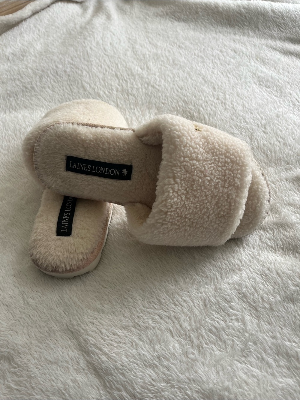 a new day Cream Plush Open-Toe Slide Slippers